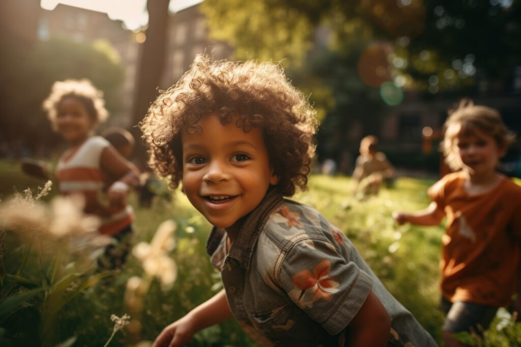 kinderen in bos met de gastouder